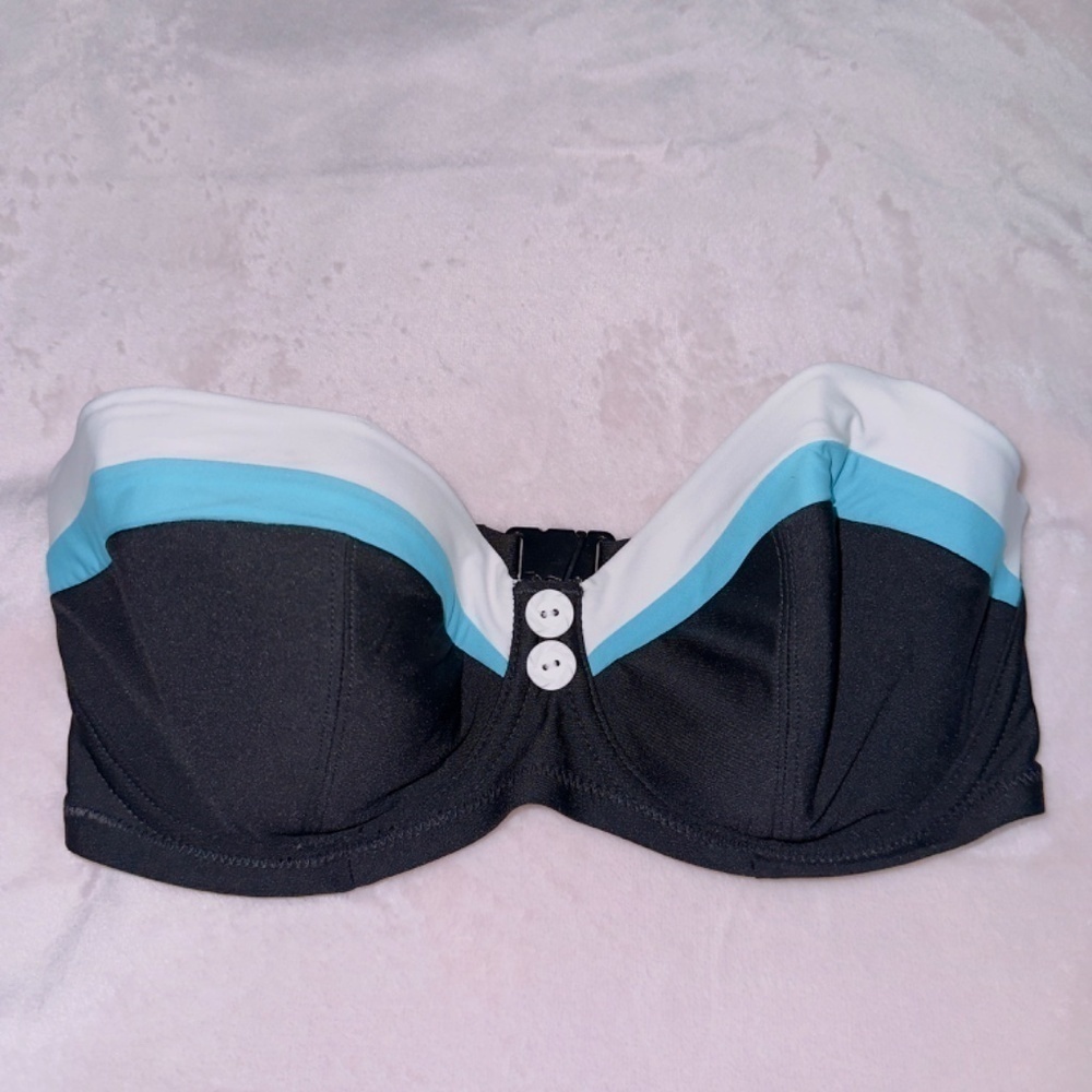 Freya Black Underwire Strapless Bandeau Bikini Top size 30G